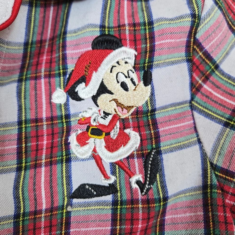 Disney Store Boys Red White Mickey‎ Mouse Holiday Plaid Flannel Pajama Set Sz 3